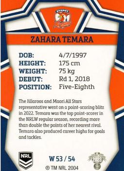 2023 NRL Traders Titanium - NRLW #W53 Zahara Temara Back